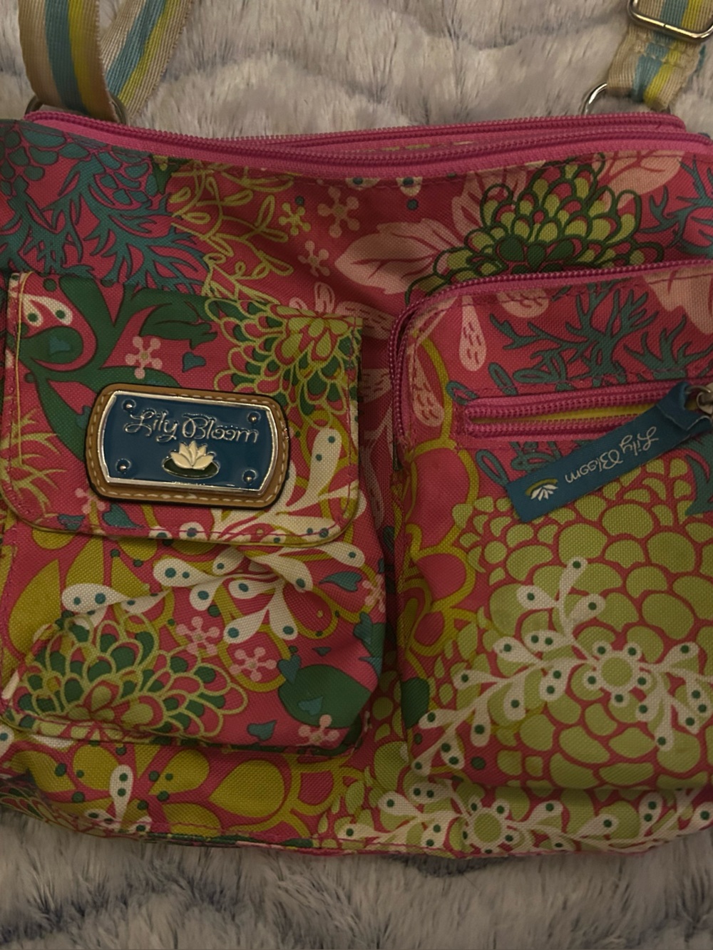 Lily Bloom Pink Green Floral Crossbody Bag